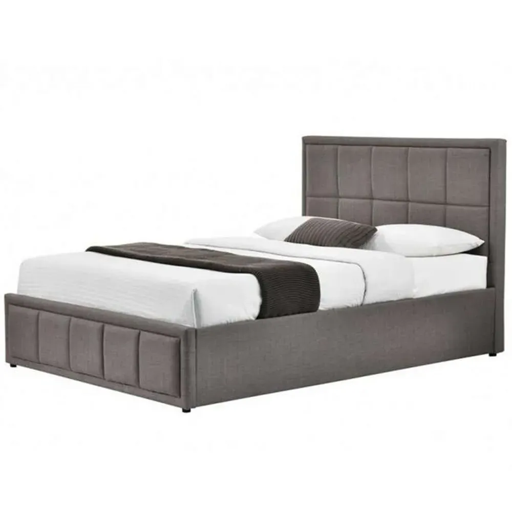 Hannover King Size Ottoman Bed Frame with Storage - Grey