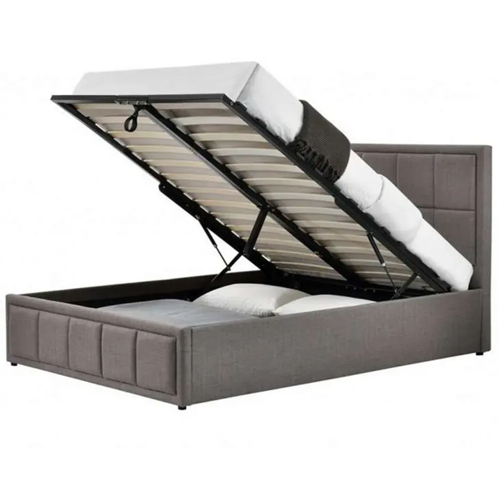 Hannover King Size Ottoman Bed Frame with Storage - Grey