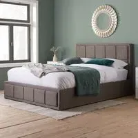 Hannover King Size Ottoman Bed Frame with Storage - Grey