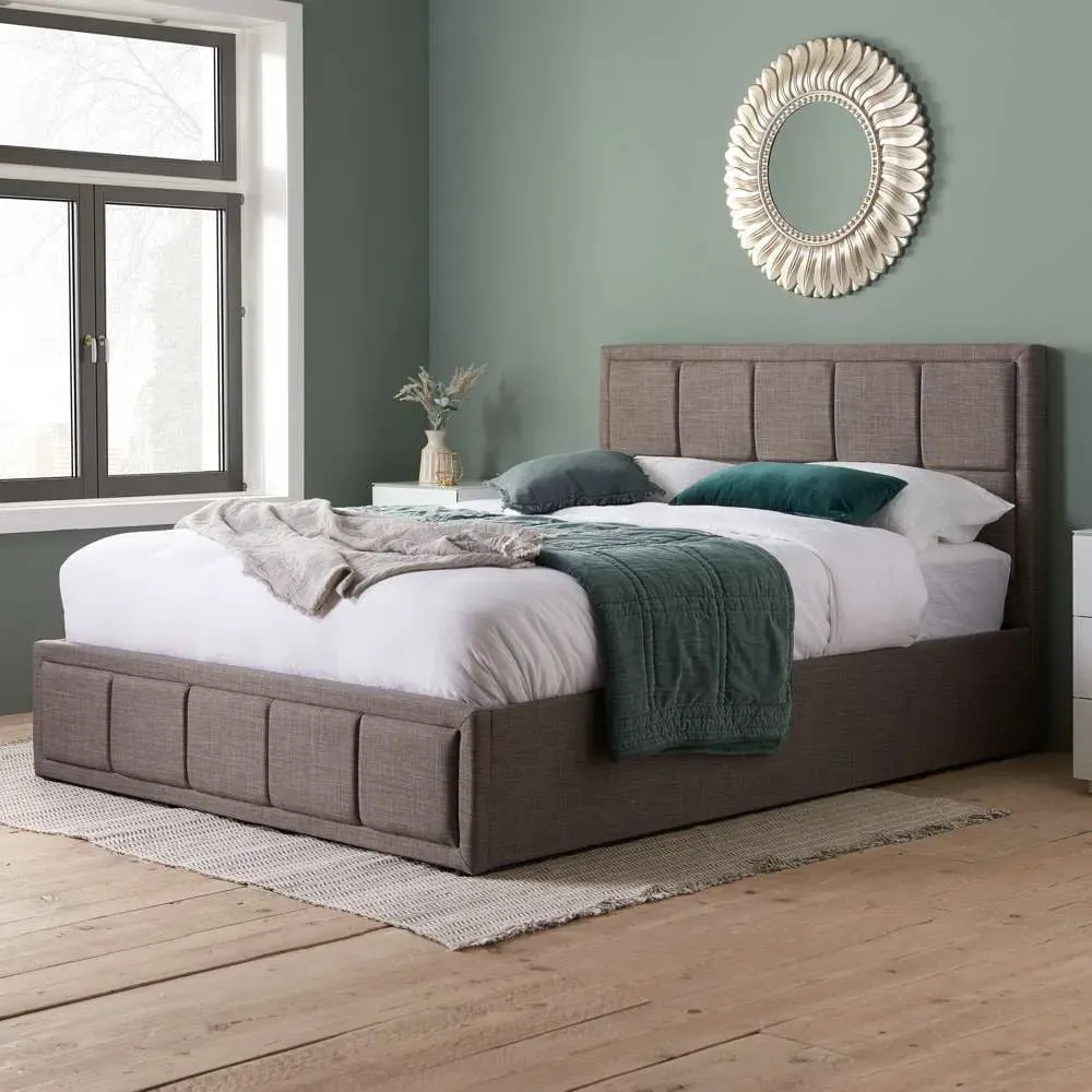 Hannover King Size Ottoman Bed Frame with Storage - Grey