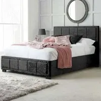 Hannover Small Double Bed Frame - Black, Velour
