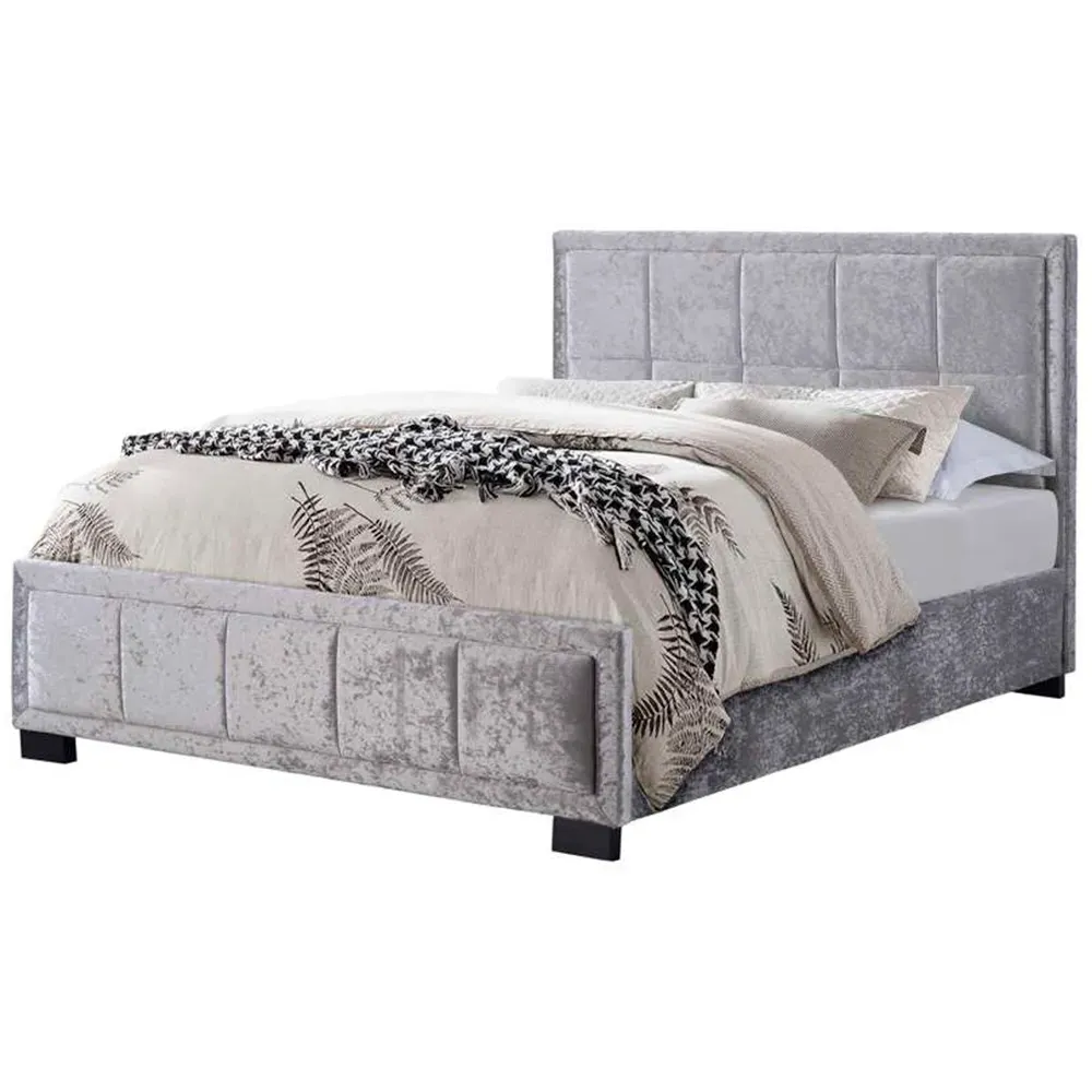 Hannover Small Double Bed Frame - Grey, Fabric