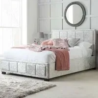 Hannover Small Double Bed Frame - Grey, Fabric