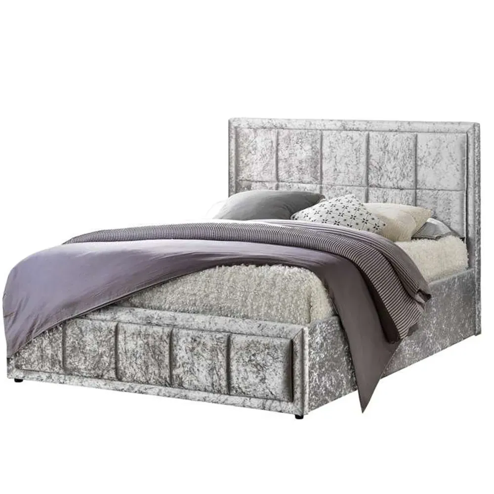 Hannover Small Double Ottoman Bed Frame with Storage - Grey