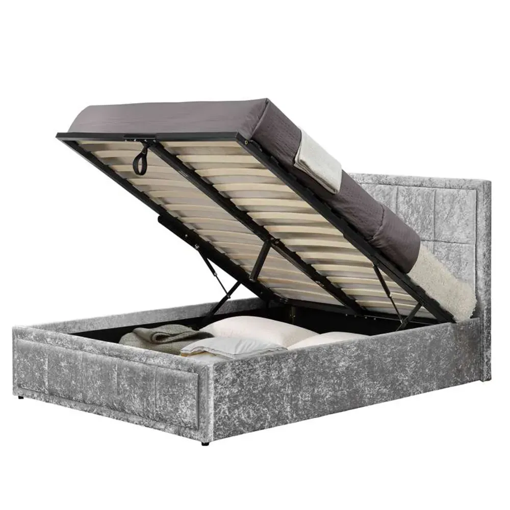 Hannover Small Double Ottoman Bed Frame with Storage - Grey