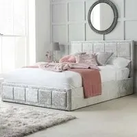 Hannover Small Double Ottoman Bed Frame with Storage - Grey