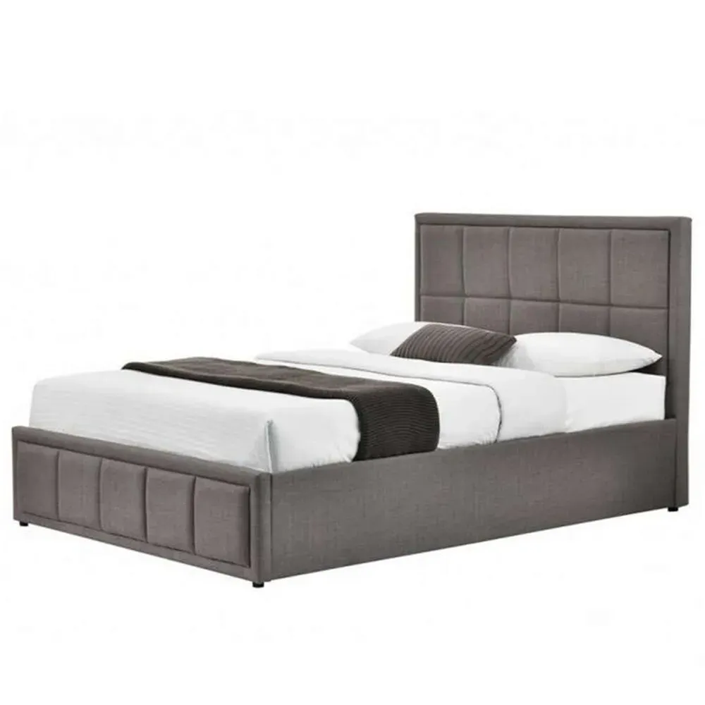Hannover Small Double Ottoman Bed Frame with Storage - Grey