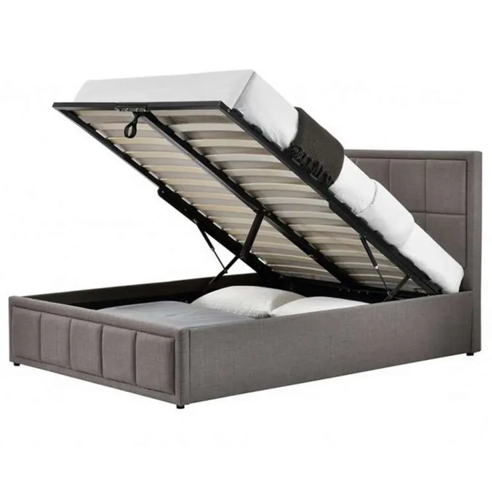 Hannover Small Double Ottoman Bed Frame with Storage - Grey