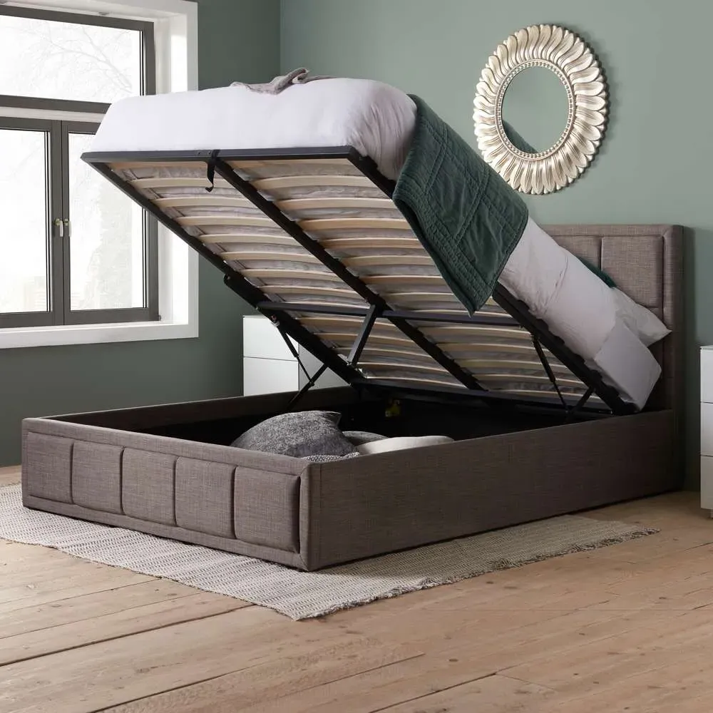 Hannover Small Double Ottoman Bed Frame with Storage - Grey