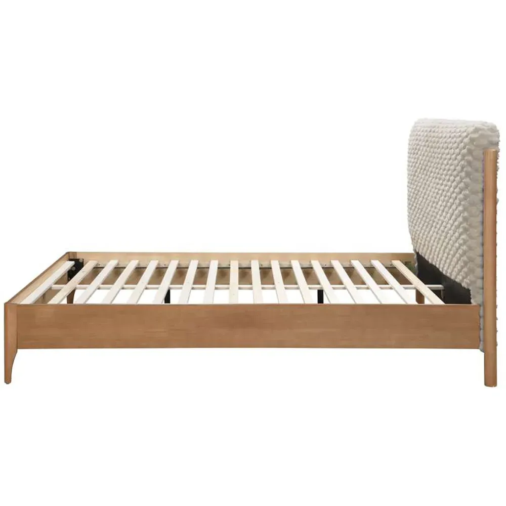 Hatti Double Bed Frame - White, Faux Fur