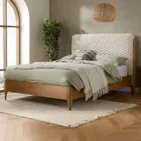 Hatti Double Bed Frame - White, Faux Fur