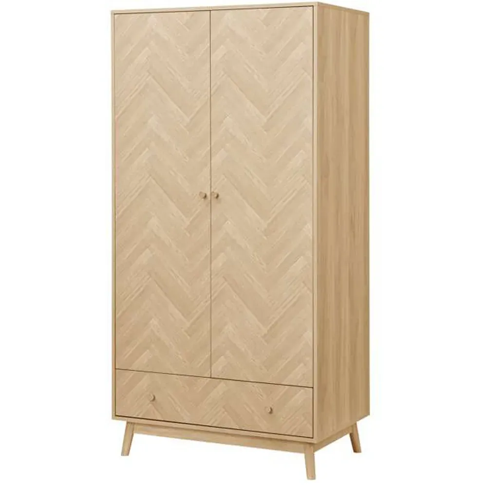 Herringford 2 Door Single Drawer Wardrobe - Brown, Oak