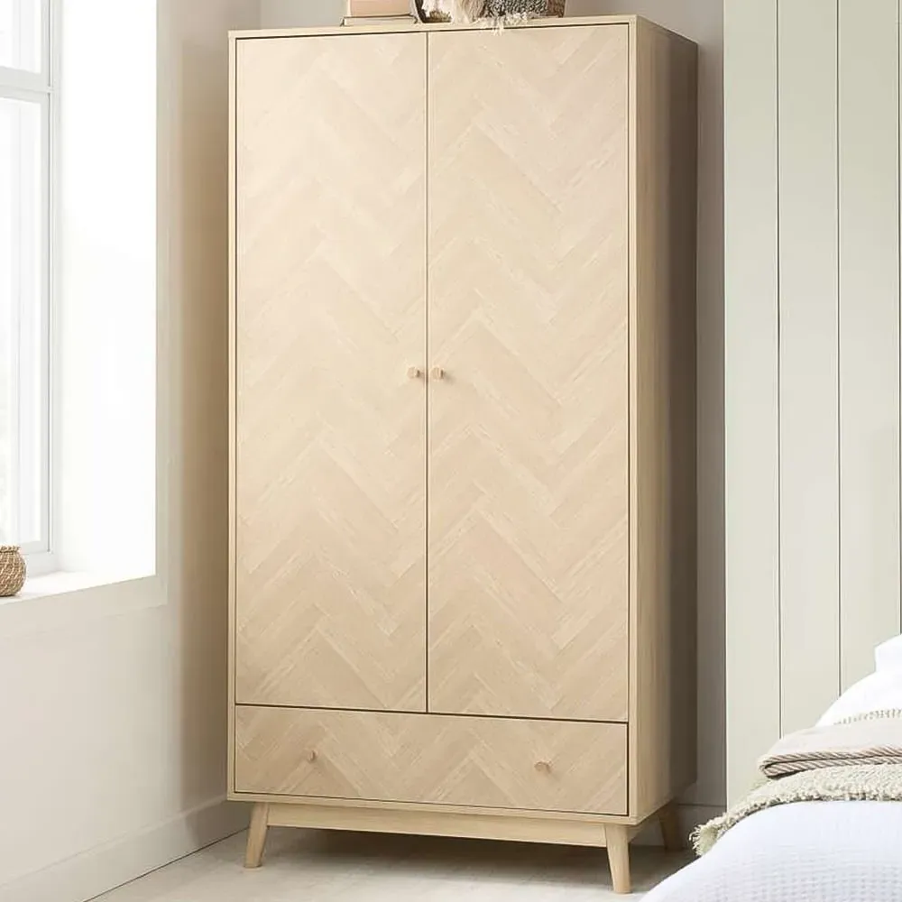 Herringford 2 Door Single Drawer Wardrobe - Brown, Oak