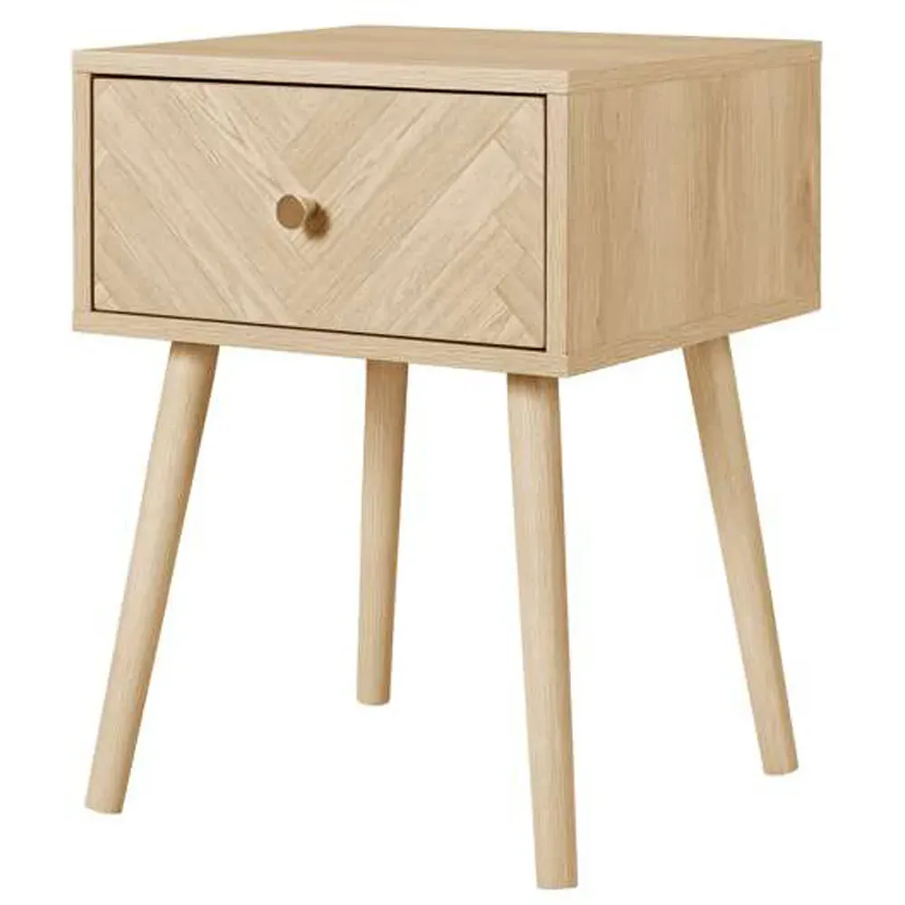 Herringford Single Drawer Bedside Table - Brown, Oak