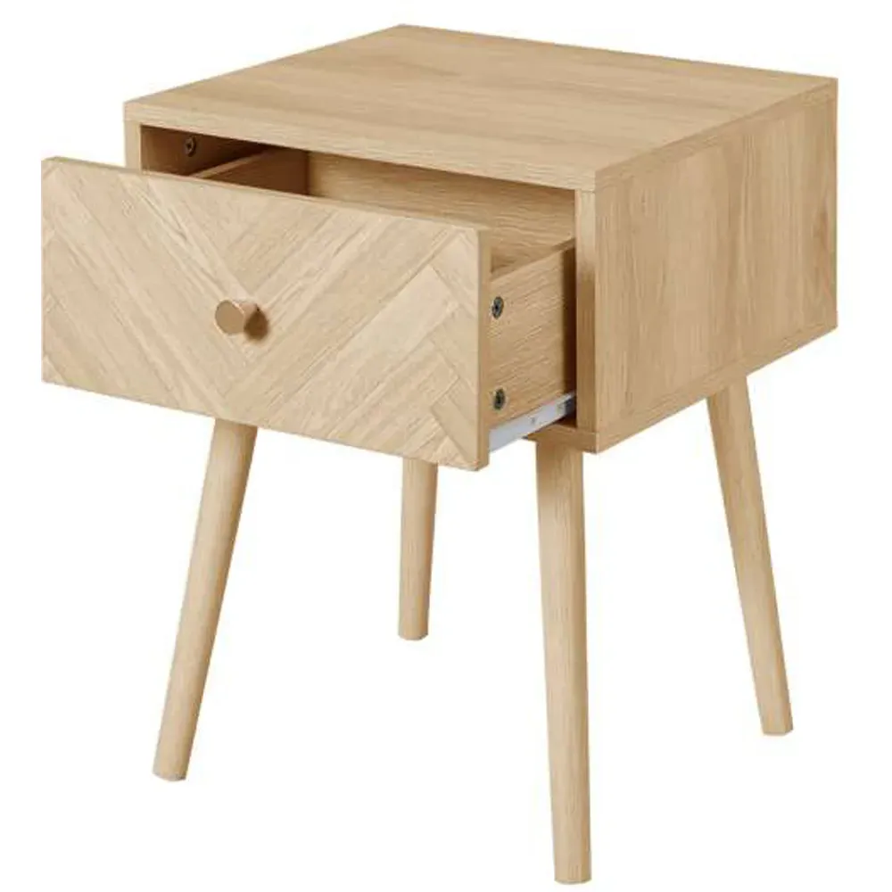 Herringford Single Drawer Bedside Table - Brown, Oak