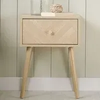 Herringford Single Drawer Bedside Table - Brown, Oak