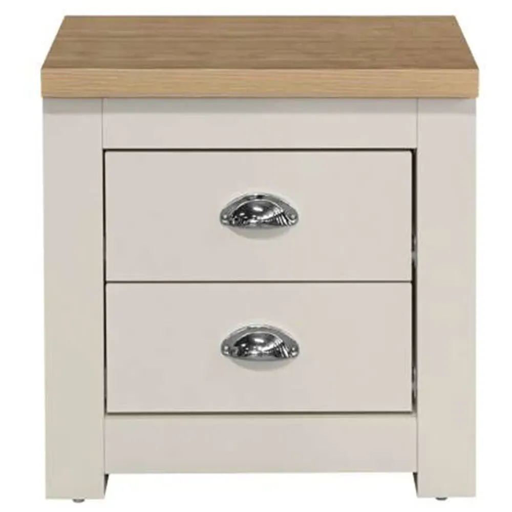 Highgate 2 Drawer Bedside Table - Cream, Oak