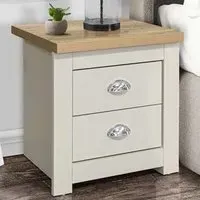 Highgate 2 Drawer Bedside Table - Cream, Oak