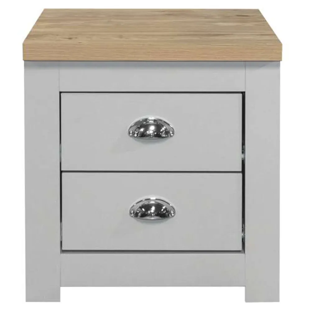 Highgate 2 Drawer Bedside Table - Grey, Oak