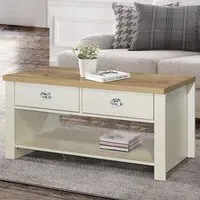 Highgate 2 Drawer Coffee Table - Cream, Oak