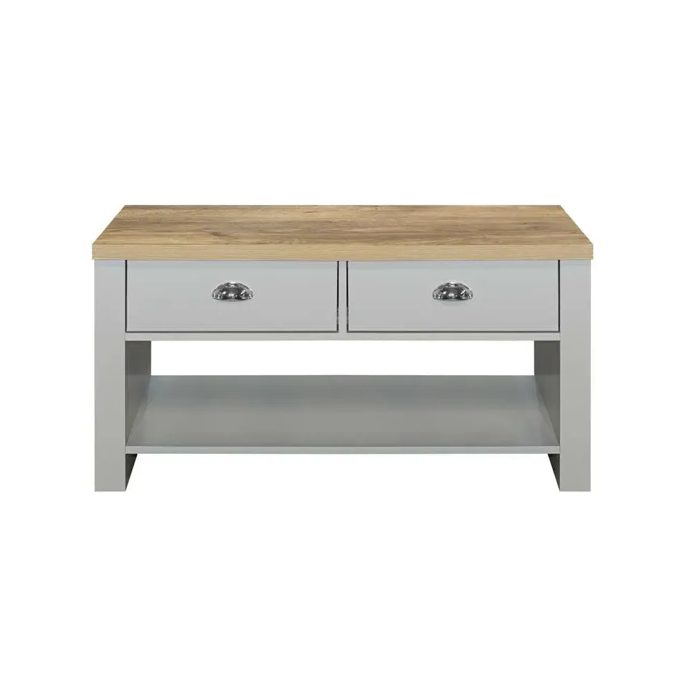 Highgate 2 Drawer Coffee Table - Grey, Oak