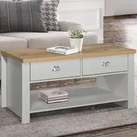 Highgate 2 Drawer Coffee Table - Grey, Oak