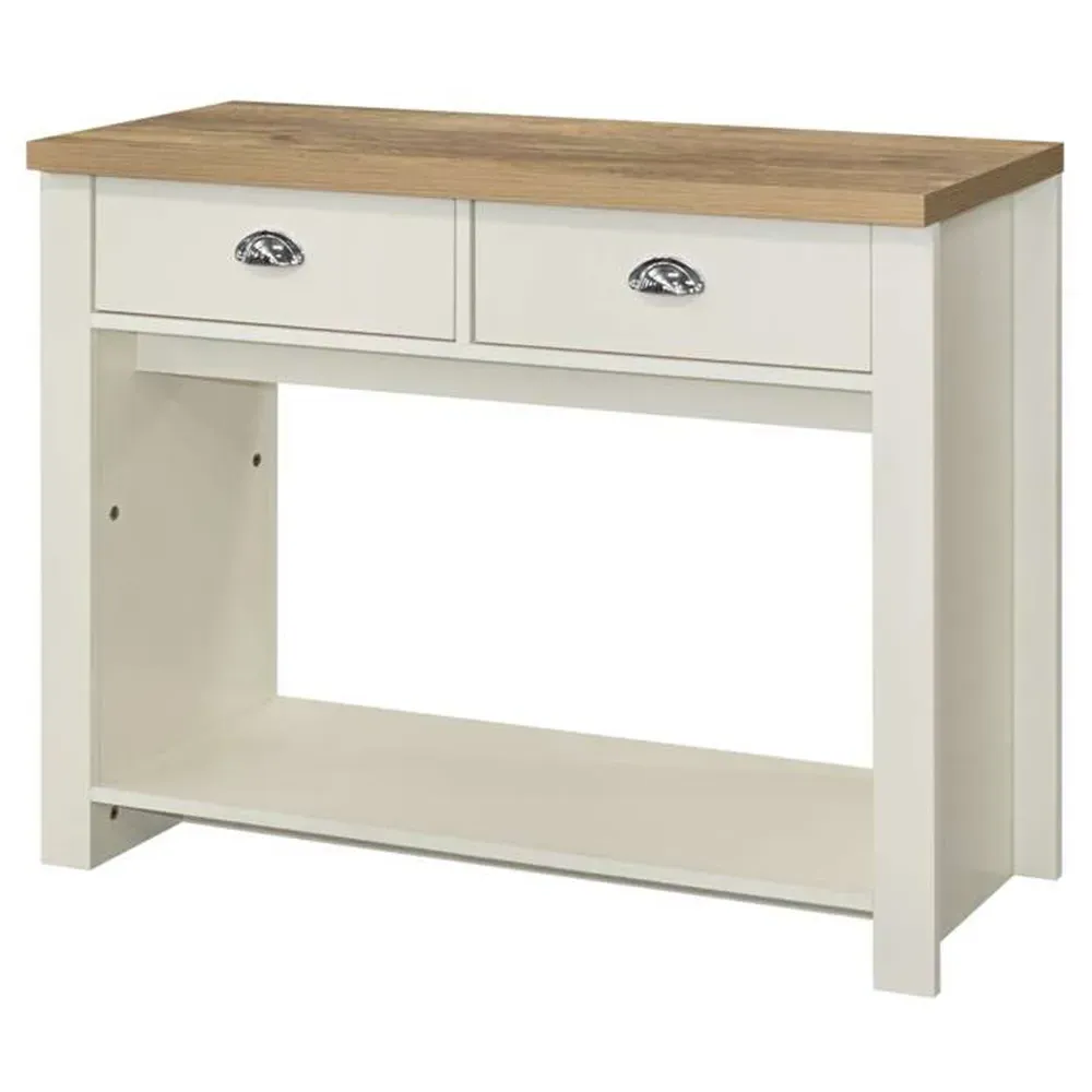 Highgate 2 Drawer Console Table - Cream, Oak