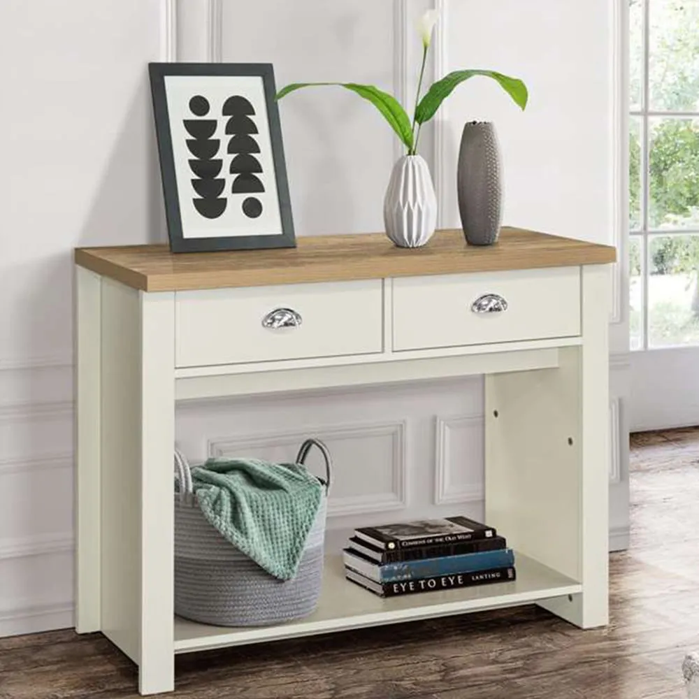 Highgate 2 Drawer Console Table - Cream, Oak