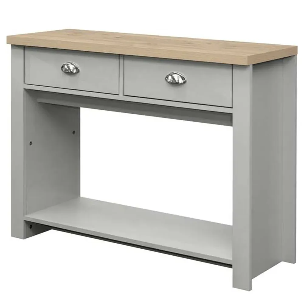 Highgate 2 Drawer Console Table - Grey, Oak