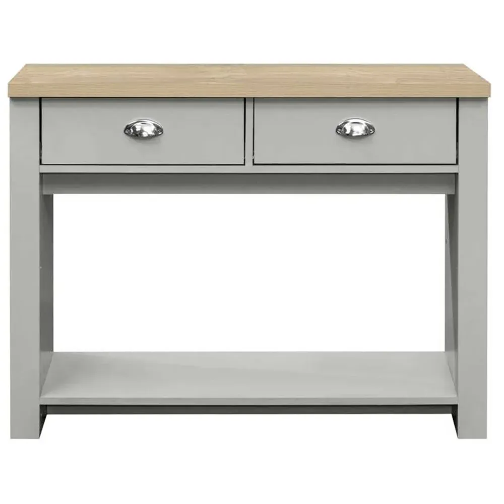Highgate 2 Drawer Console Table - Grey, Oak