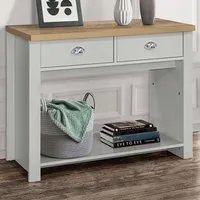 Highgate 2 Drawer Console Table - Grey, Oak