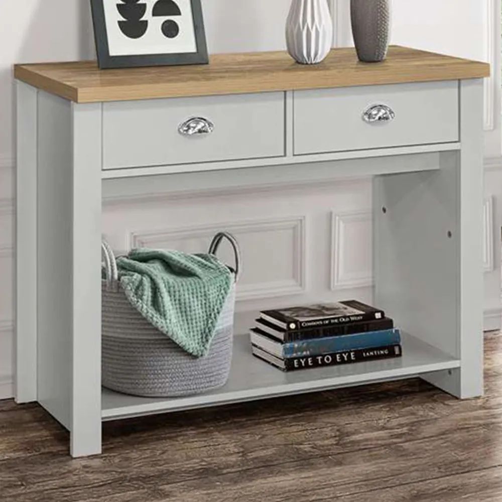 Highgate 2 Drawer Console Table - Grey, Oak