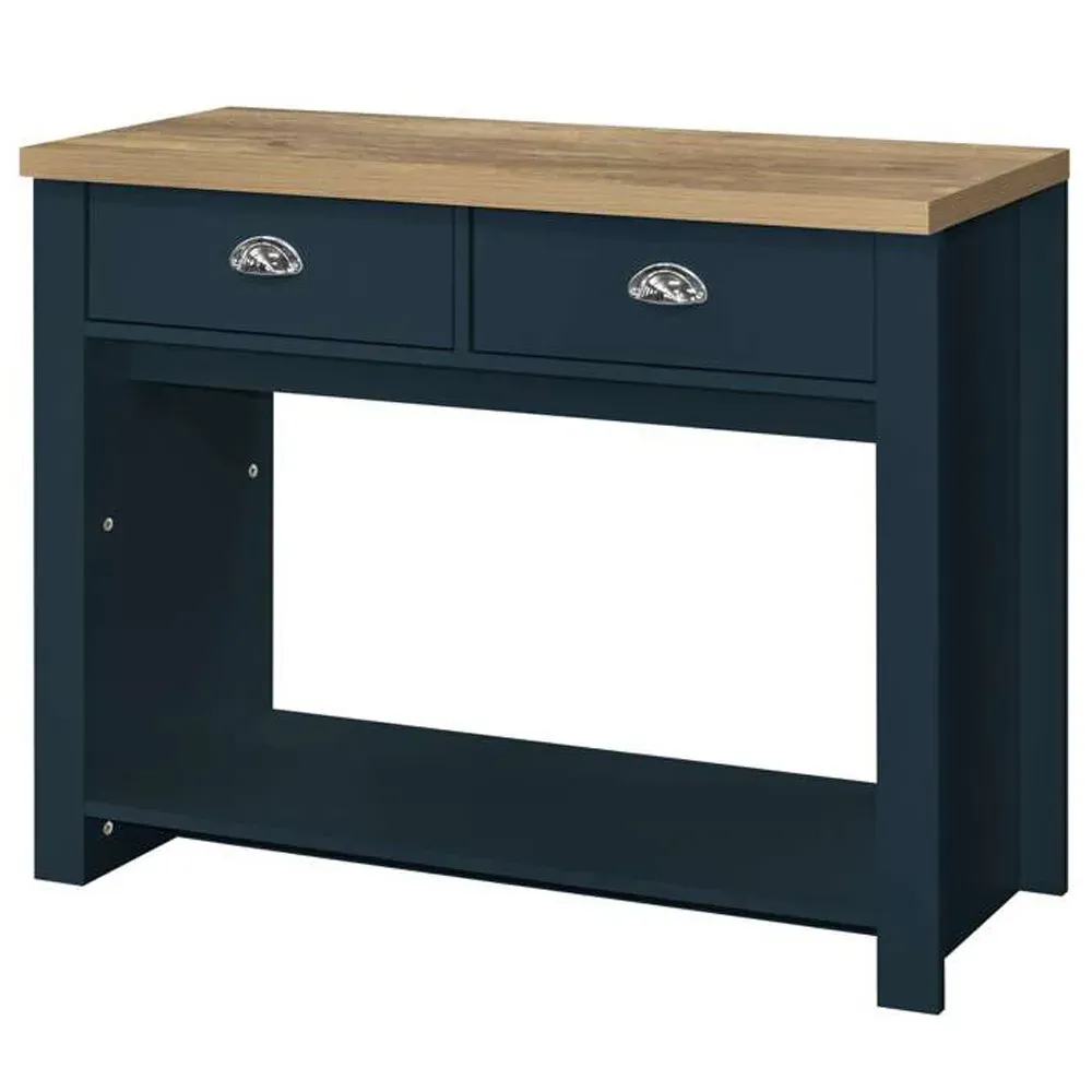 Highgate 2 Drawer Console Table - Navy, Oak