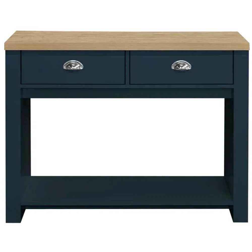 Highgate 2 Drawer Console Table - Navy, Oak