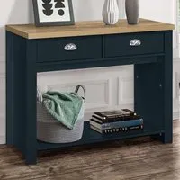 Highgate 2 Drawer Console Table - Navy, Oak