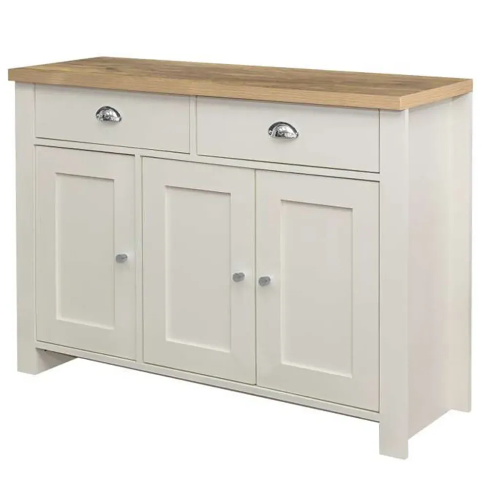 Highgate 3 Door 2 Drawer Sideboard - Cream, Oak