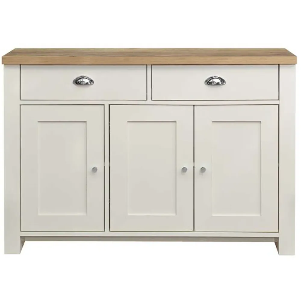Highgate 3 Door 2 Drawer Sideboard - Cream, Oak