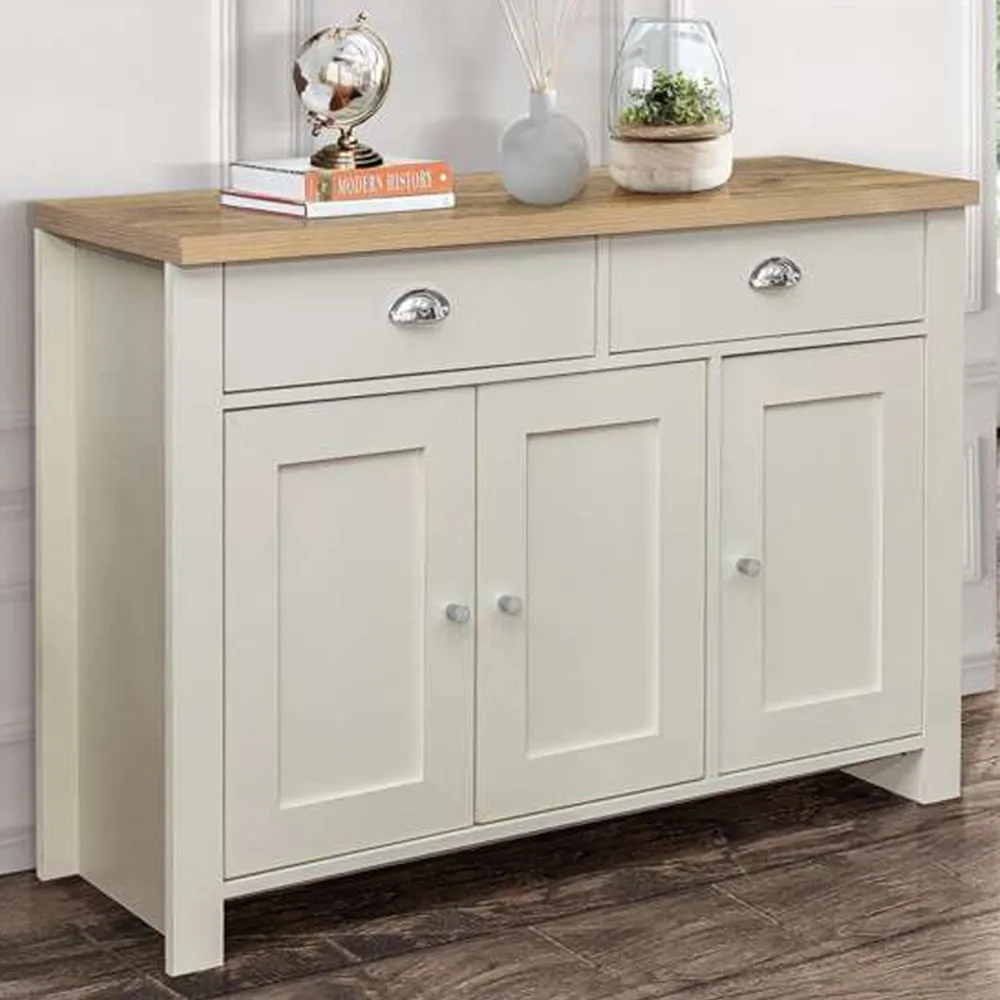 Highgate 3 Door 2 Drawer Sideboard - Cream, Oak