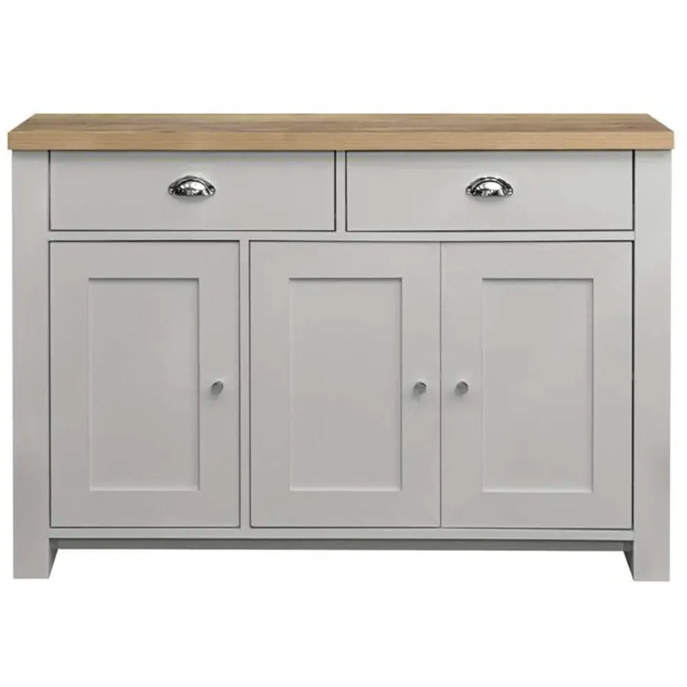 Highgate 3 Door 2 Drawer Sideboard - Grey, Oak