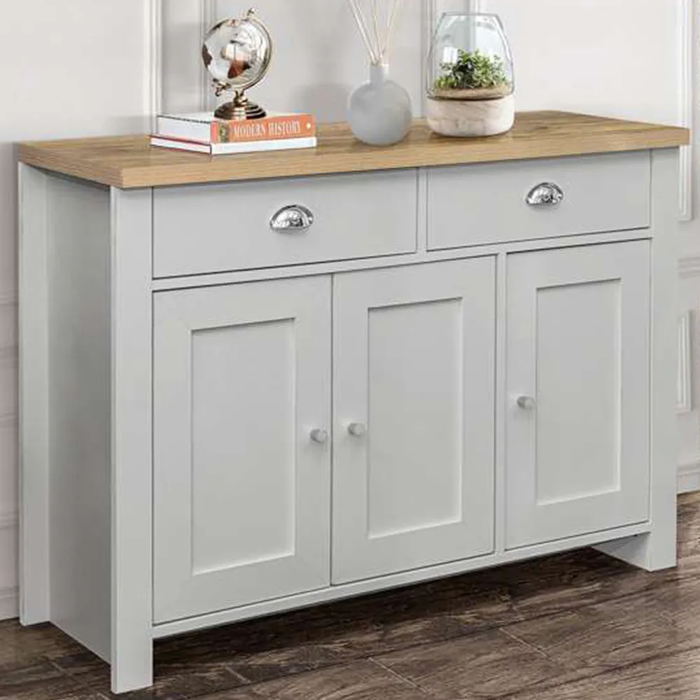 Highgate 3 Door 2 Drawer Sideboard - Grey, Oak image