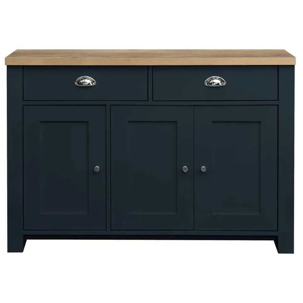 Highgate 3 Door 2 Drawer Sideboard - Navy, Oak