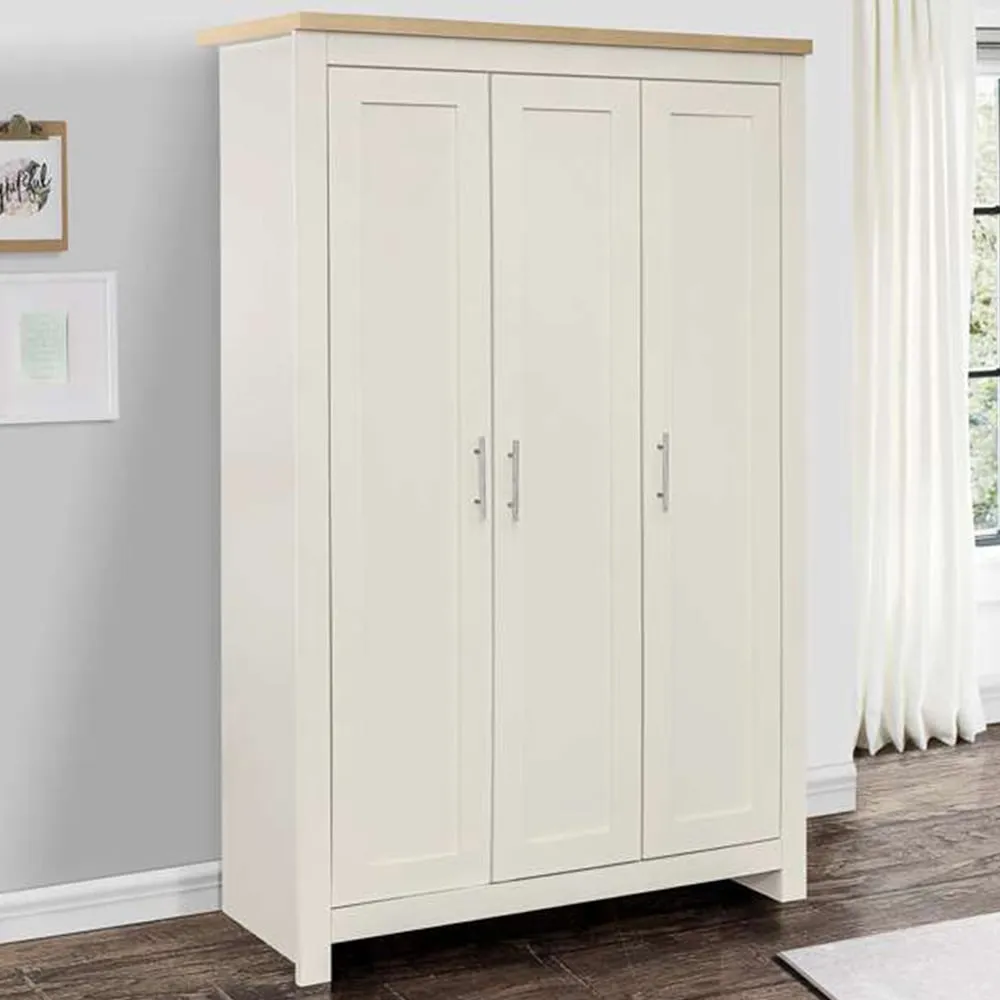 Highgate 3 Door Wardrobe - Cream, Oak image