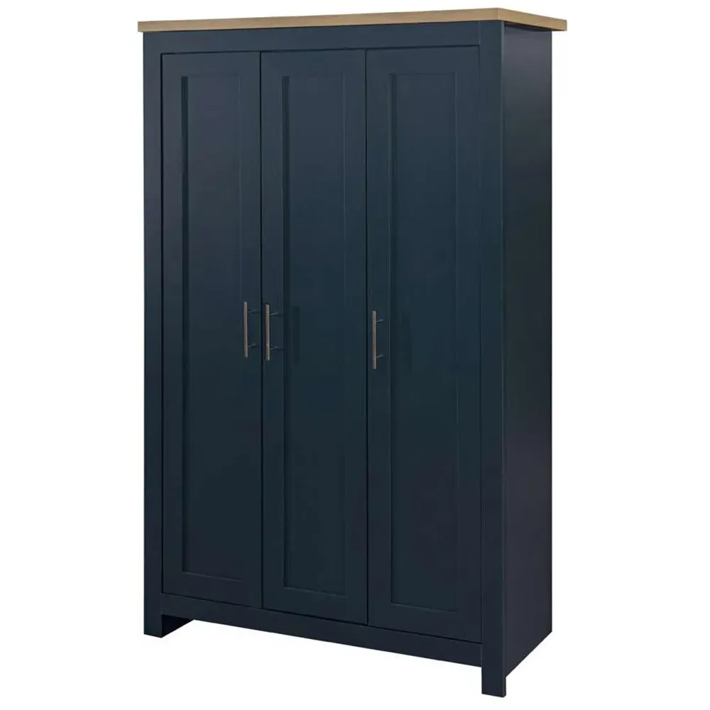 Highgate 3 Door Wardrobe - Navy, Oak