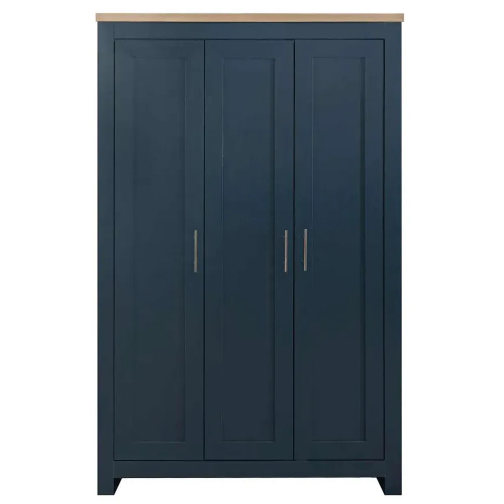 Highgate 3 Door Wardrobe - Navy, Oak