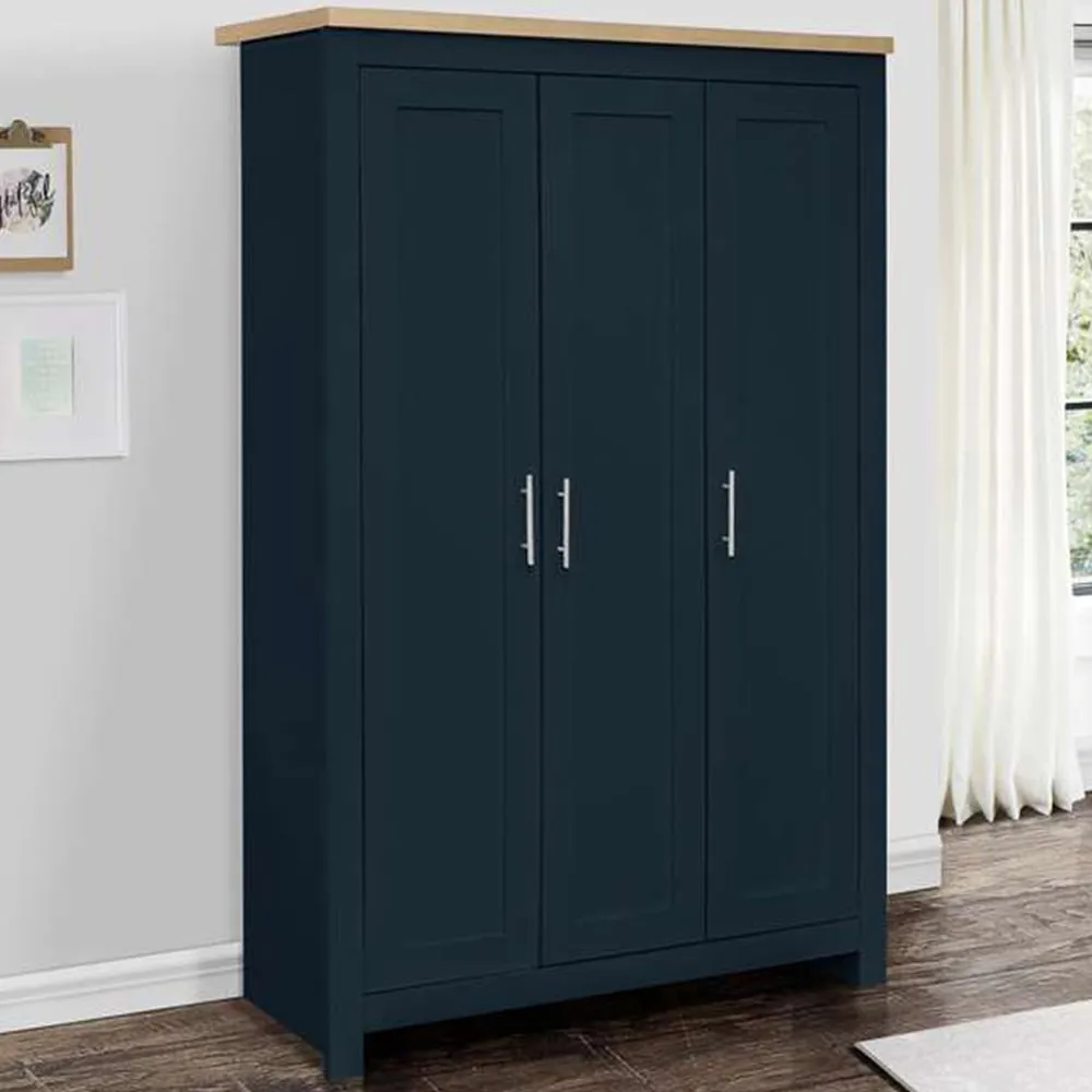Highgate 3 Door Wardrobe - Navy, Oak