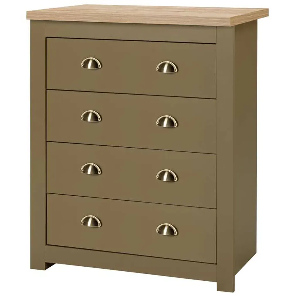 Highgate 4 Drawer Storage Chest - Green, Oak