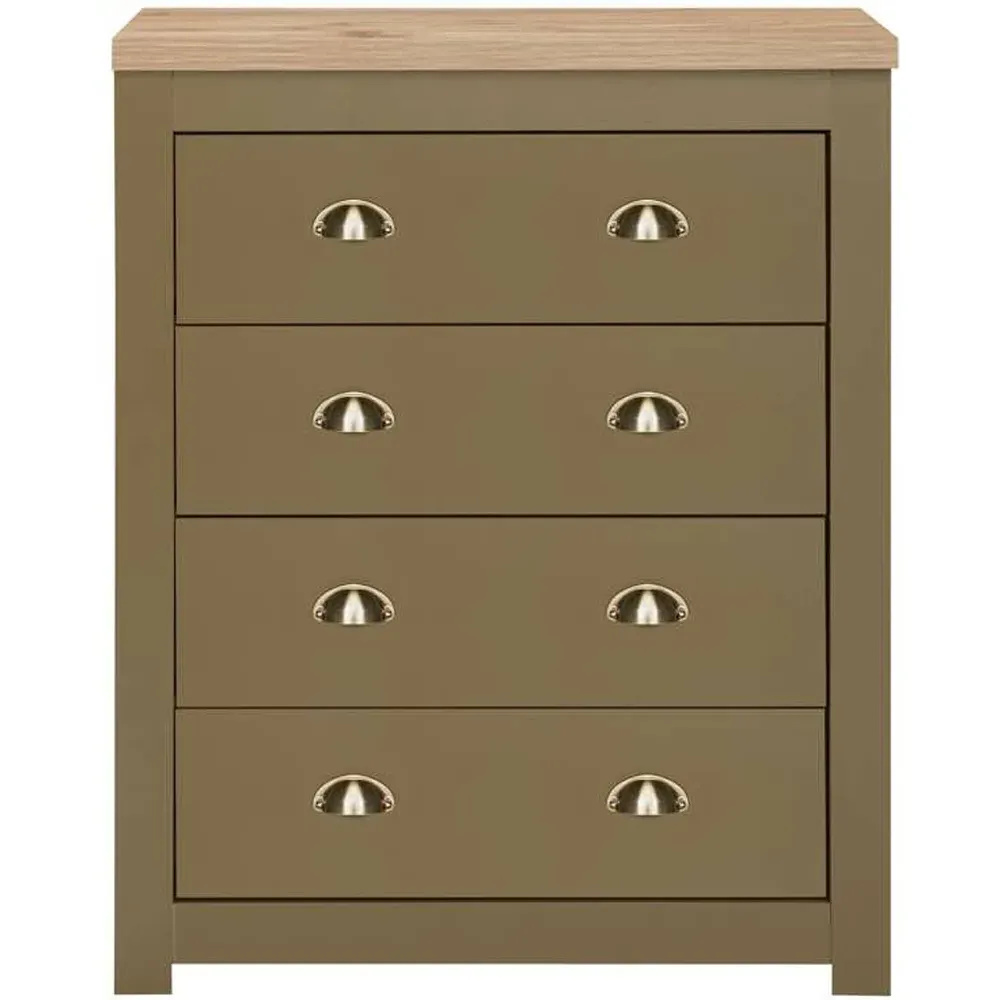 Highgate 4 Drawer Storage Chest - Green, Oak