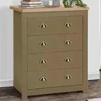 Highgate 4 Drawer Storage Chest - Green, Oak