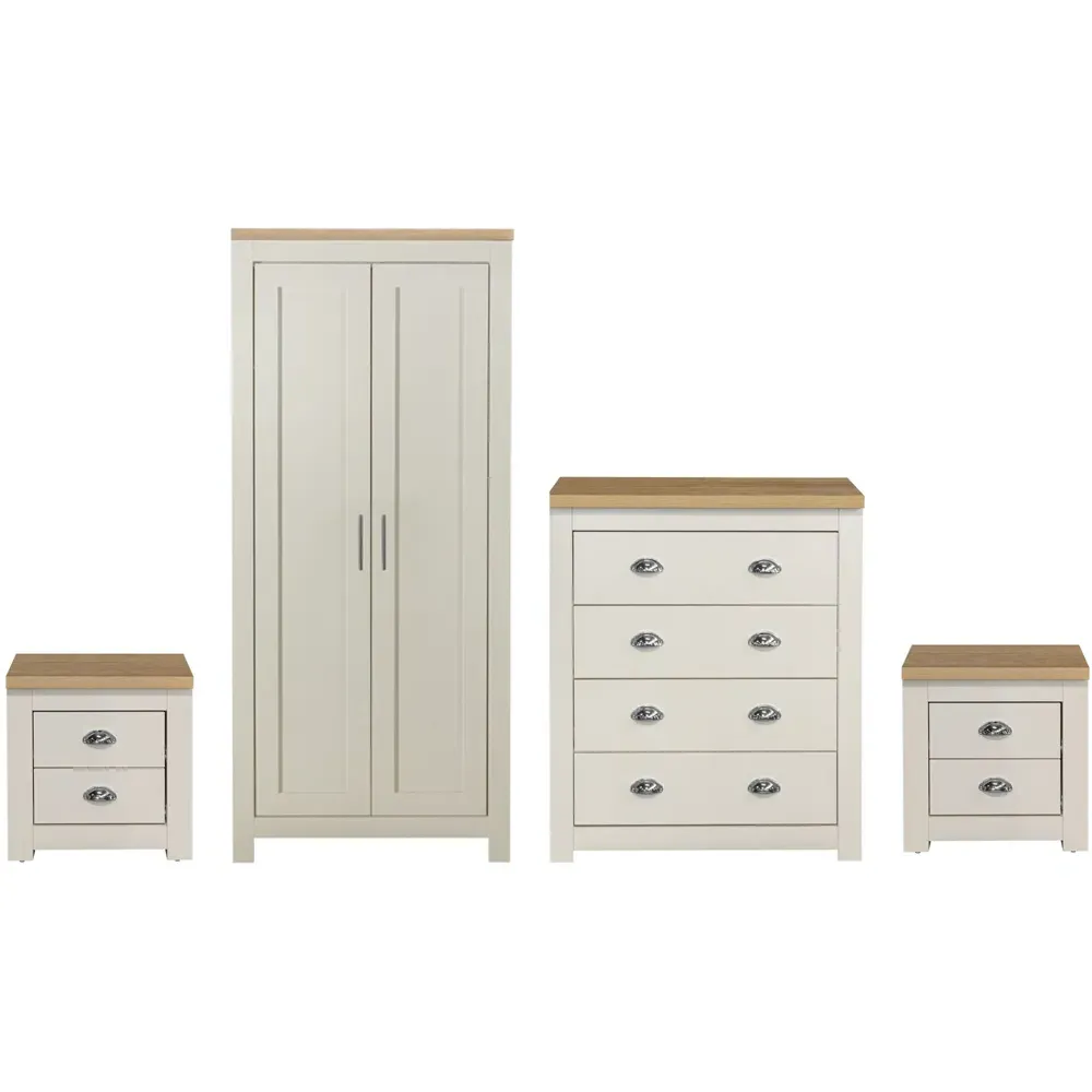 Highgate 4 Piece Bedroom Furniture Set - Cream