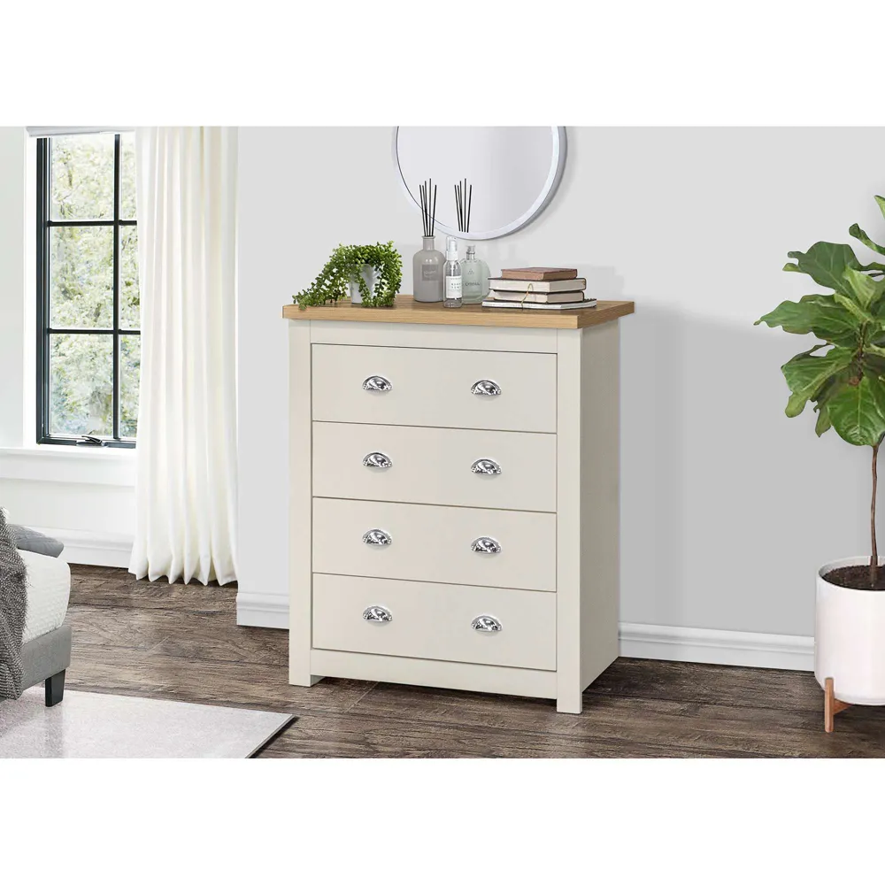 Highgate 4 Piece Bedroom Furniture Set - Cream